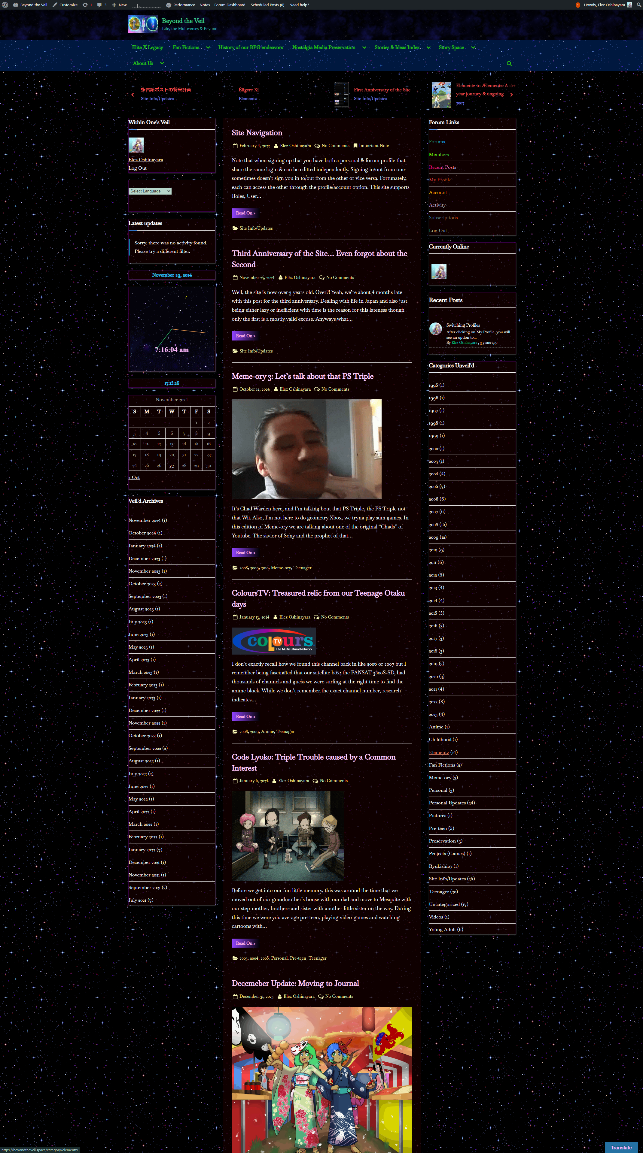 Third Anniversary of the Site… *sigh* forgot about the Second…